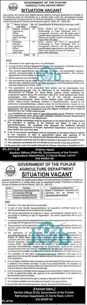 Agriculture Department Punjab Jobs